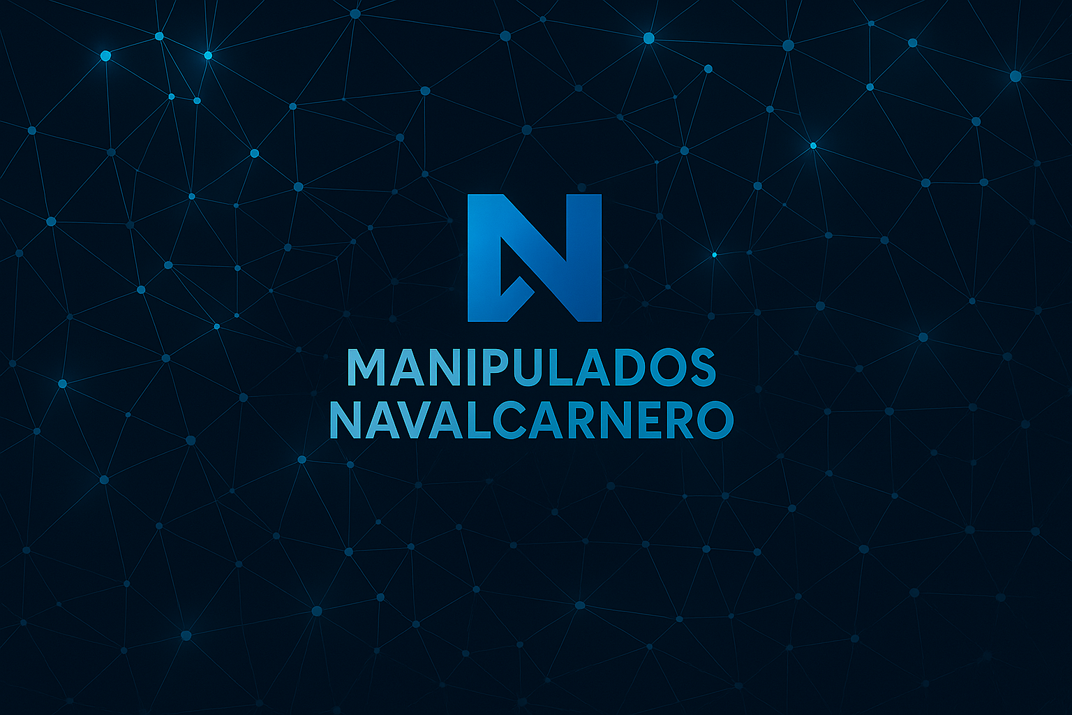 Arte digital de líneas y nodos interconectados con logo de Manipulados Navalcarnero