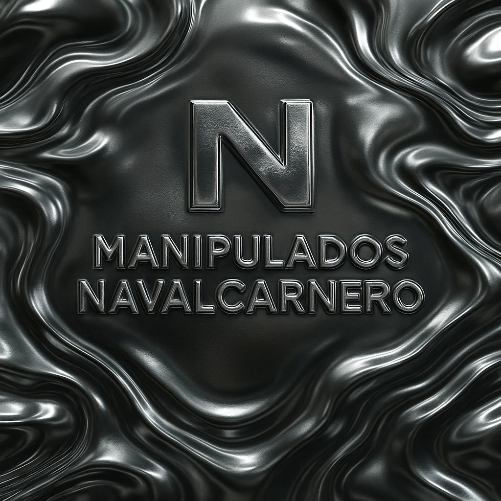 Textura de metal líquido con logo de Manipulados Navalcarnero